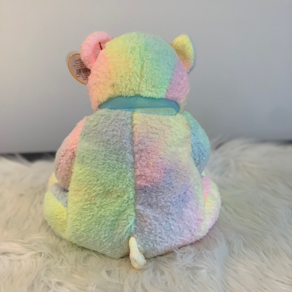 Ty (23) Multicolor Plush Bear with Bow “Mellow” - Picture 5 of 7